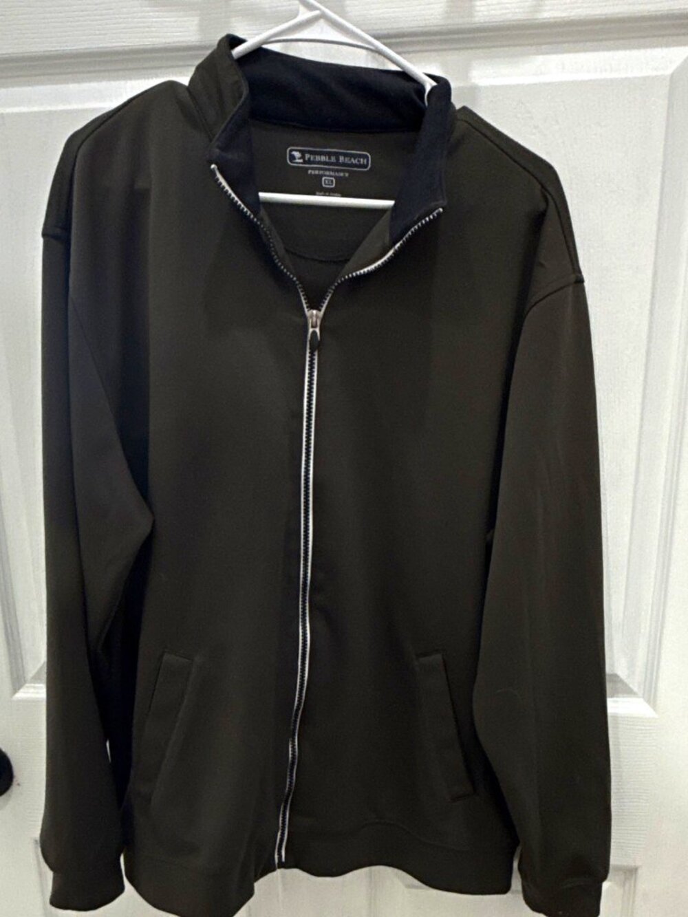 Pebble Beach Performance Men's Full Zip Track Jacket Pockets Black XL